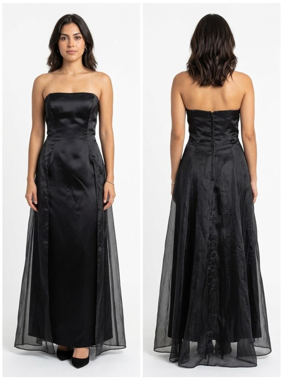 Vintage Niki Livas Made in USA Organza Gown Dress Women See Measurements